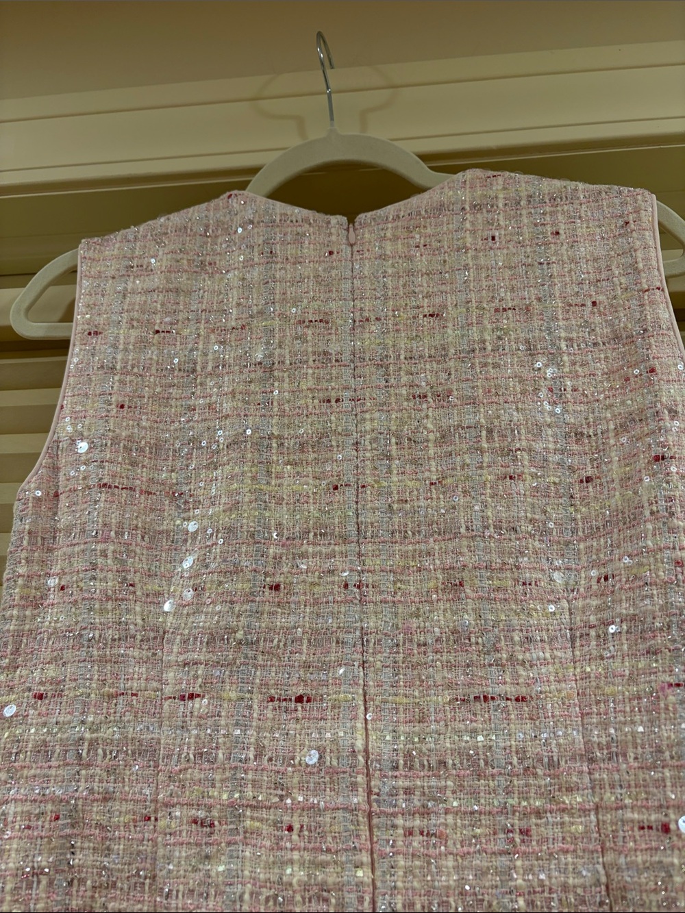 NWOT Self-Portrait Pink Tweed Sleeveless Belted Mini Dress, Size US 6 - Picture 13 of 16